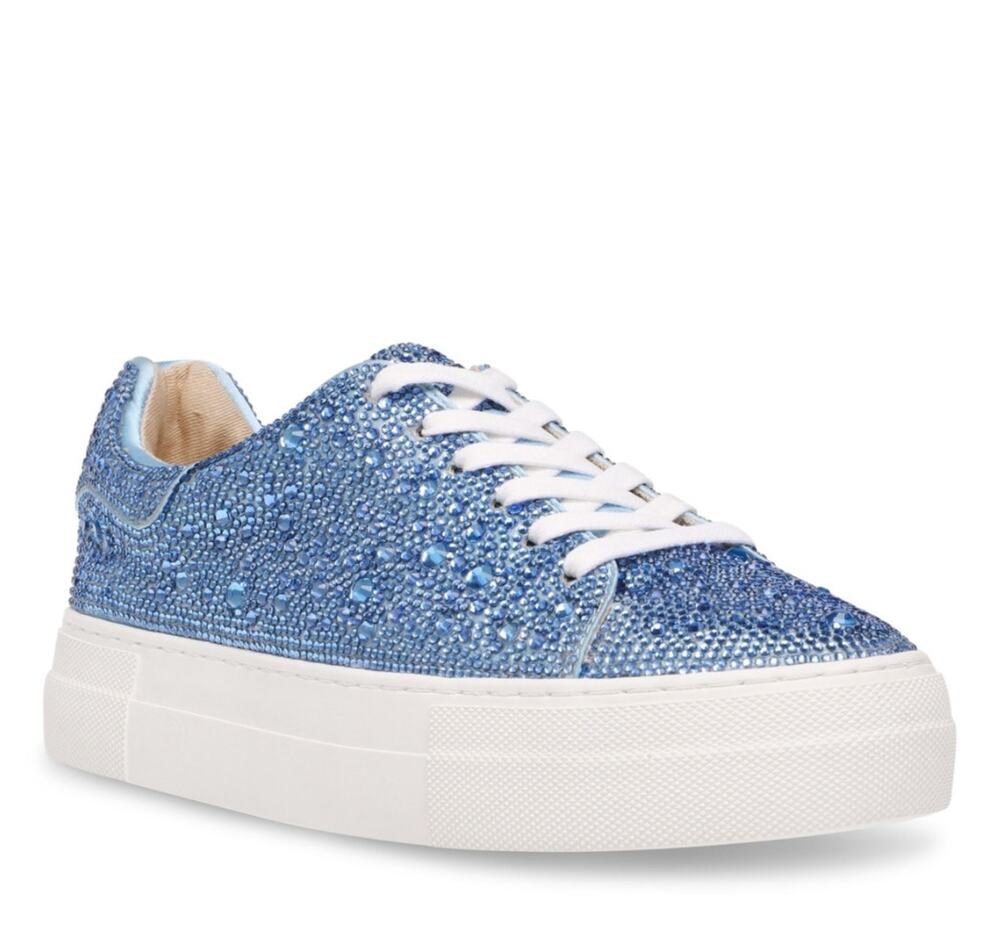 BETSEY JOHNSON Sidney Rhinestone Bling Sneaker Blue Sz 8 $109